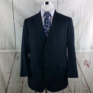 Hart Schaffner Marx 44R Wool 2 Button Navy Blue Suit Blazer Sport Coat